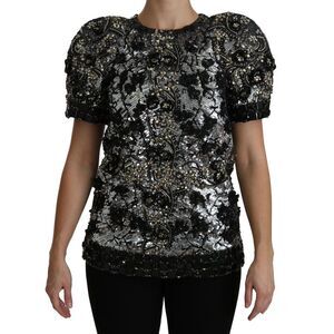 Dolce & Gabbana Sequin Embellished Top Women Black Tops & T-Shirts